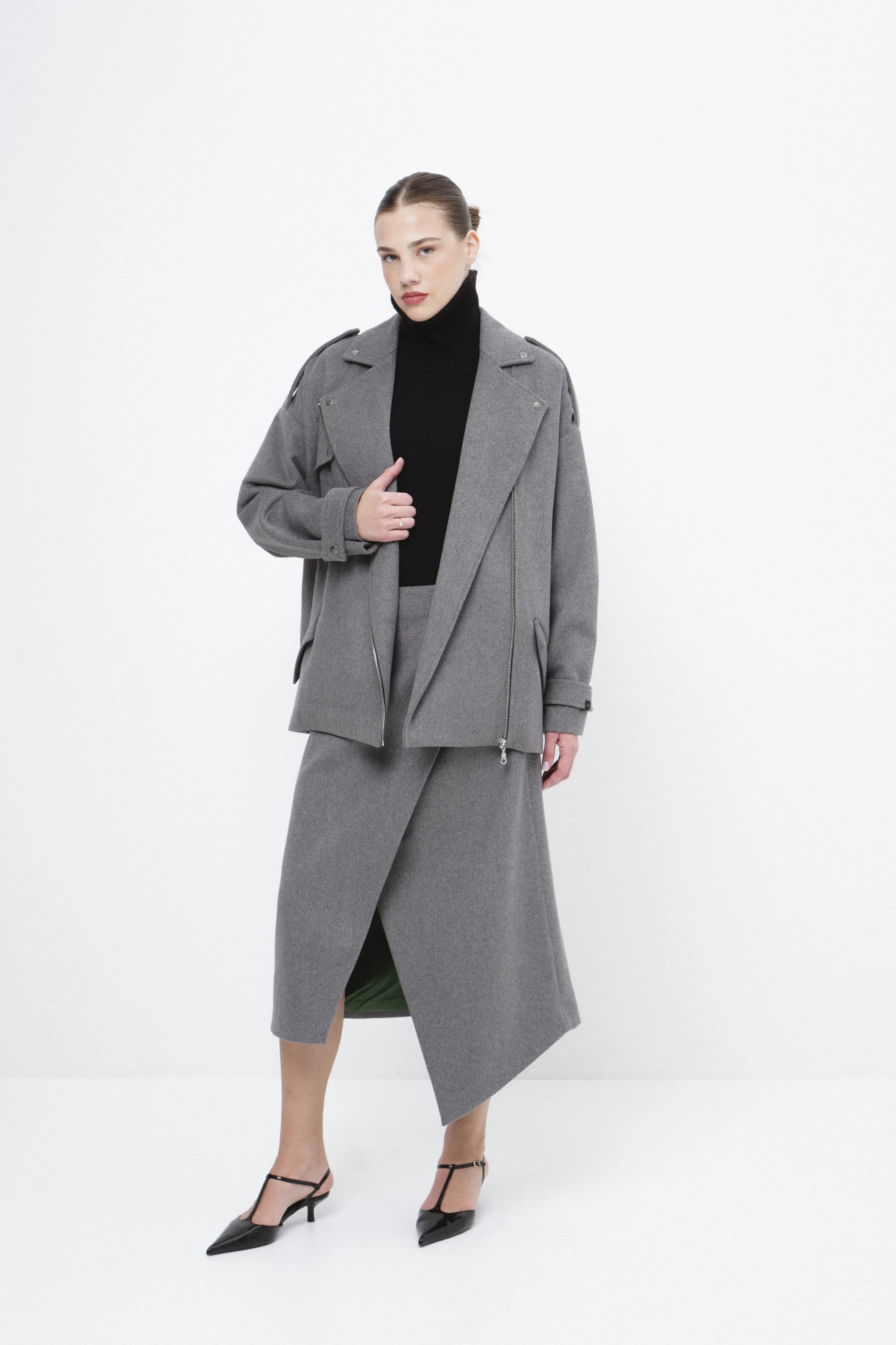 Wool biker style coat CAVALLO