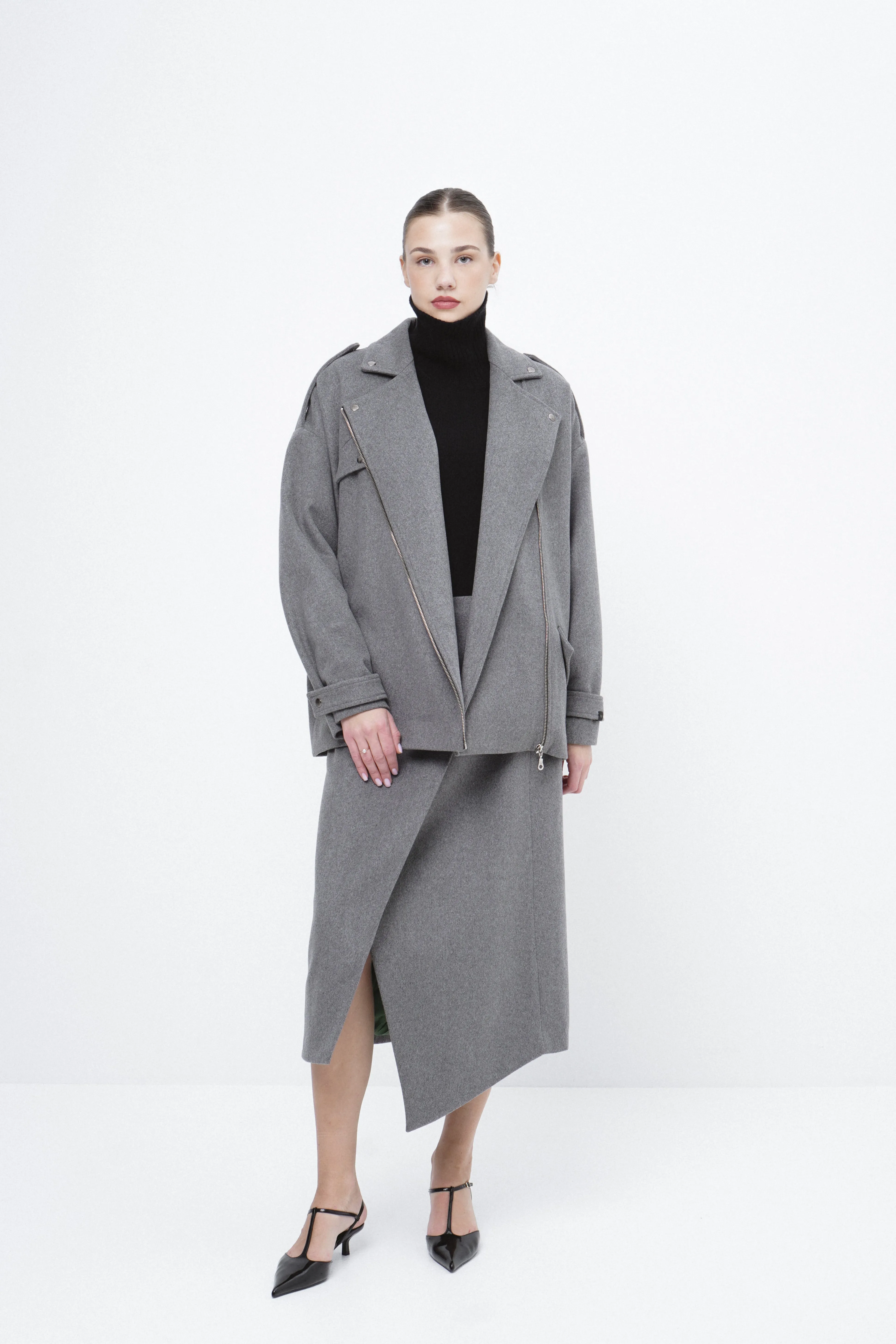 Wool biker style coat CAVALLO