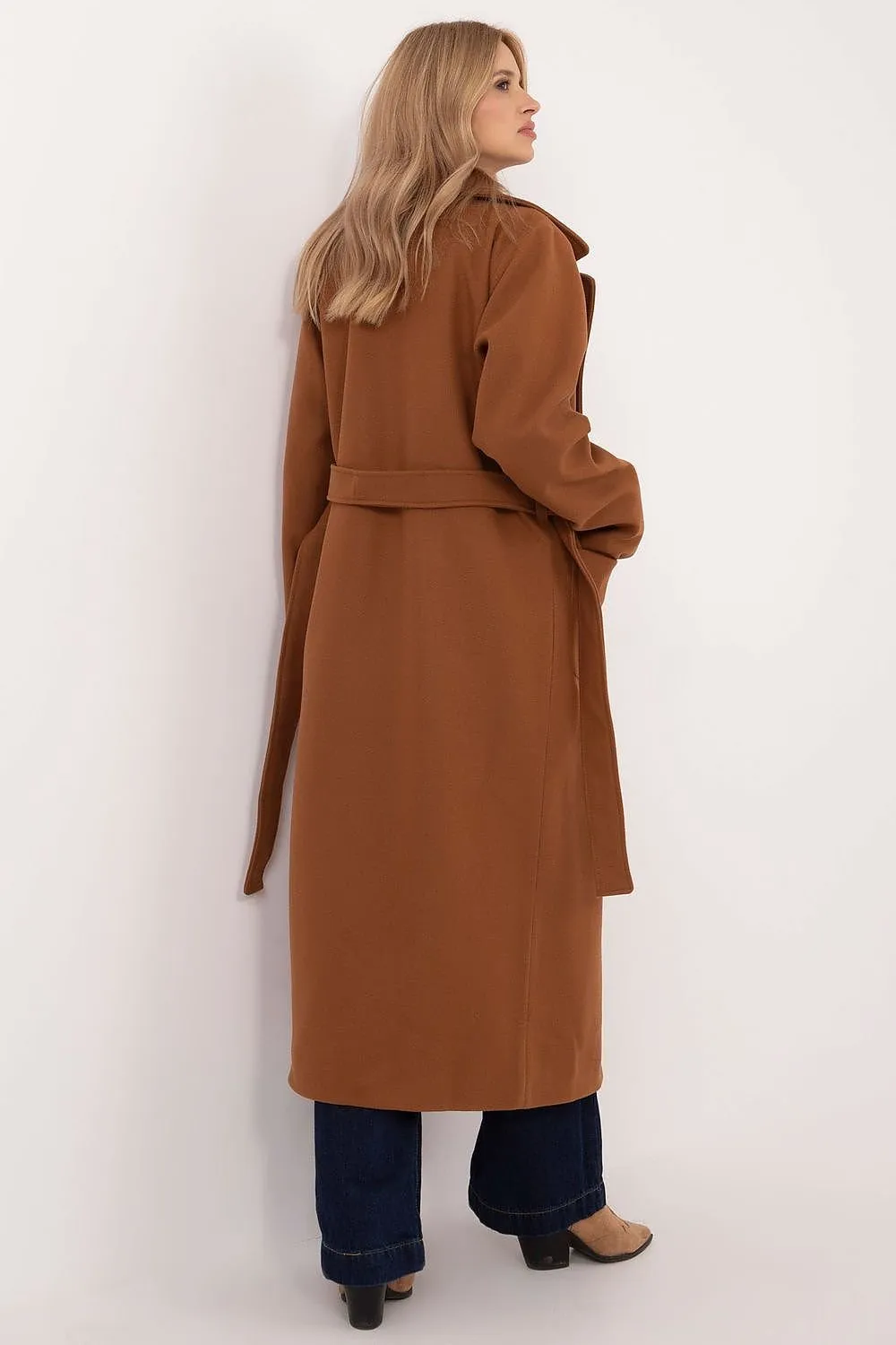 Wool Long Coat in Brown