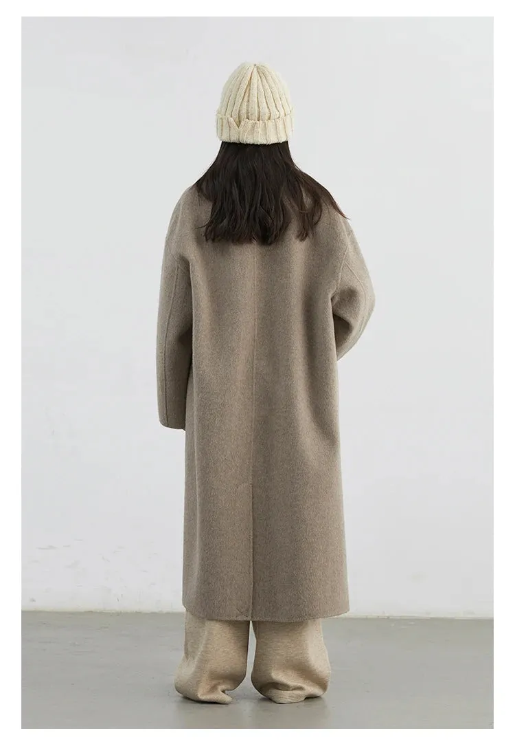 Woolen Double-breasted Basic Loose New Long Double-sided Coat