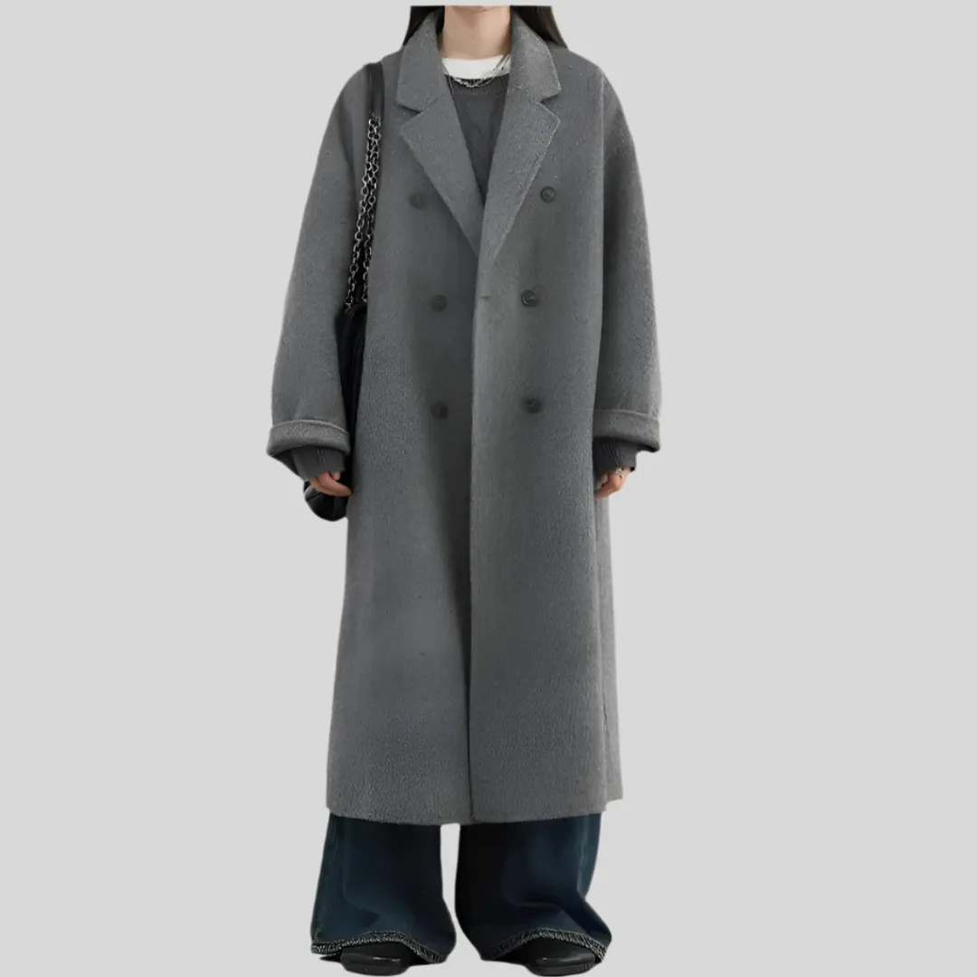 Woolen Double-breasted Basic Loose New Long Double-sided Coat