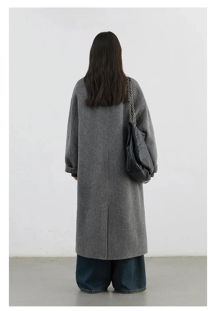 Woolen Double-breasted Basic Loose New Long Double-sided Coat