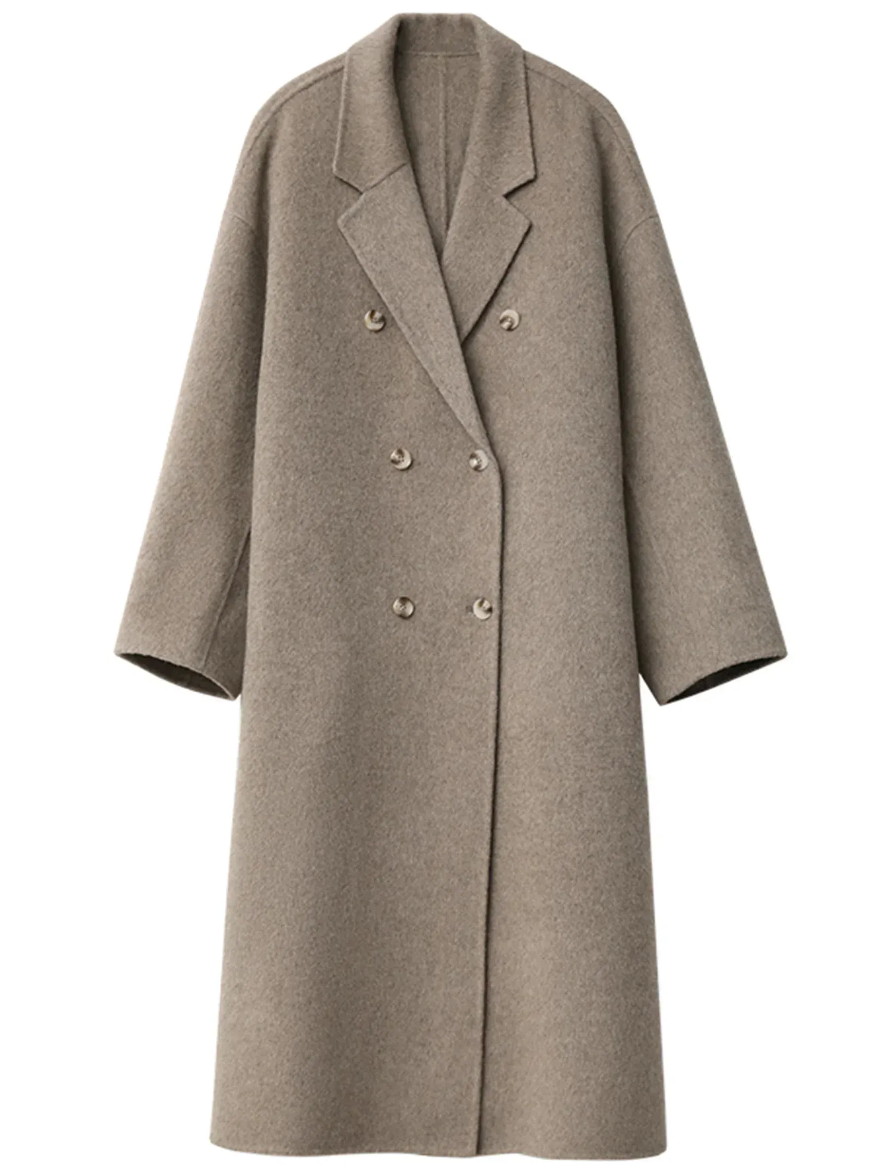 Woolen Double-breasted Basic Loose New Long Double-sided Coat