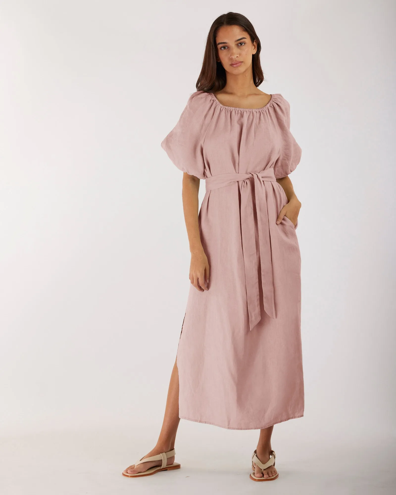 Wren Linen Maxi Dress - Peony