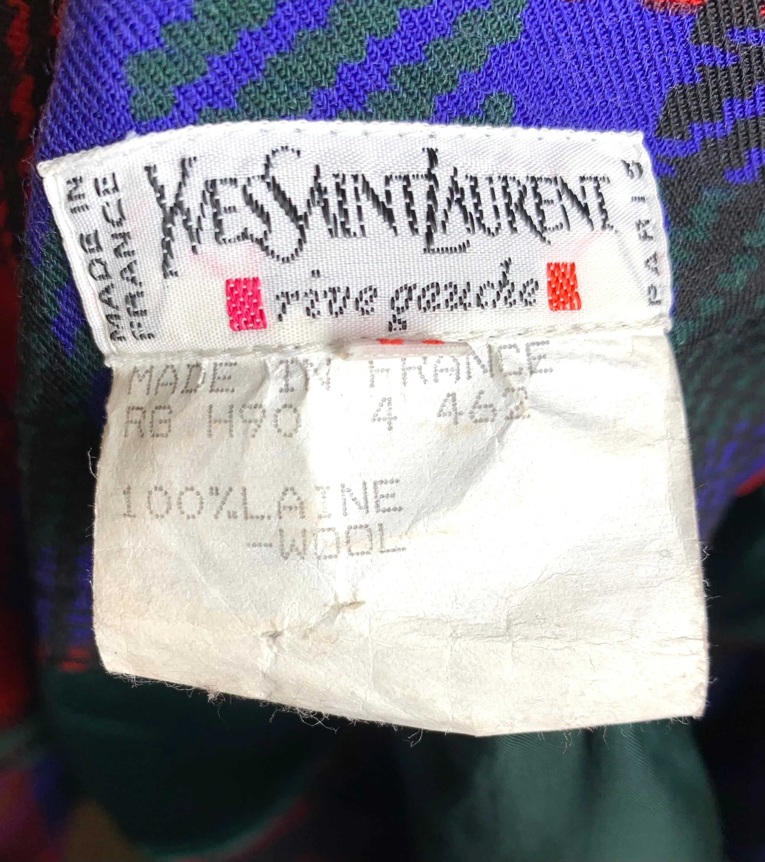 Yves Saint Laurent Rive Gauche Late '70s/ Early '80s Plaid  Silk Blouse   Pleated Wool Skirt Set